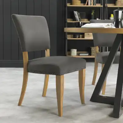 Rustic Oak Dark Grey Fabric Dining Chair