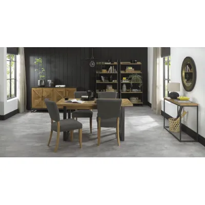 Rustic Oak Extending Dining Table Set 4 Dark Grey Chairs