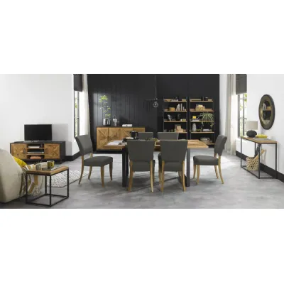 Rustic Oak Extending Dining Table Set 6 Dark Grey Chairs