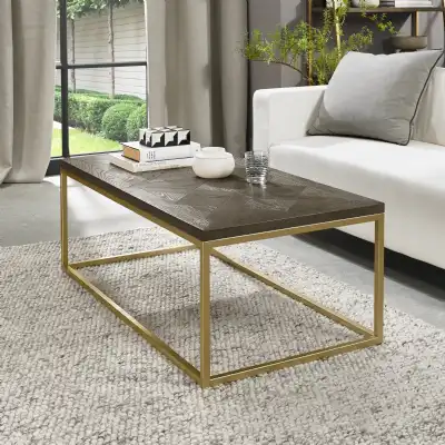 Fumed Dark Oak Parquet Top Coffee Table