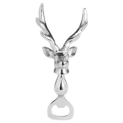Silver Nickel Stag Head Detail Bottle Opener