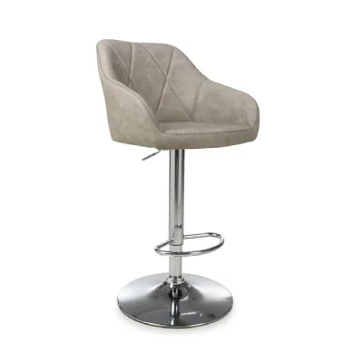 Mink Leather Effect Gas Lift Swivel Bar Stool Chrome Base