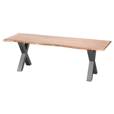 Grey Cross Base Acacia Dining Table