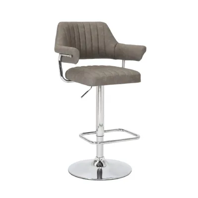 Charcoal Leather Effect Swivel Adjustable Bar Stool