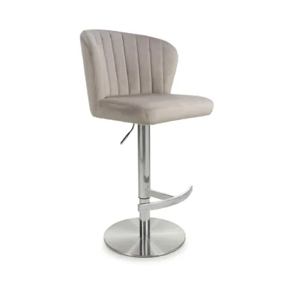 Mink Brushed Velvet Fabric Swivel Bar Stool Steel Base