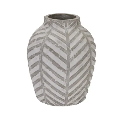 Chevron Stone Vase for Faux Flowers