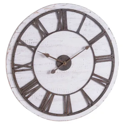 Rustic Wooden Clock With Aged Numerals And Hands