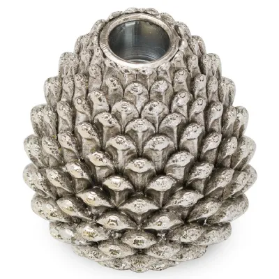 Medium Silver Pinecone Candle Holder