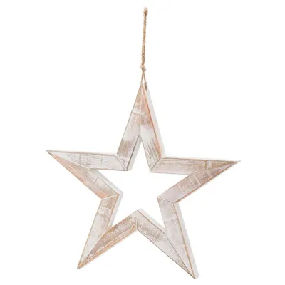 Large Antique White Wooden Sparkle Star