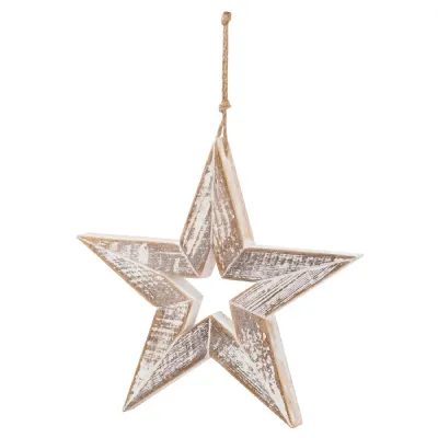 Antique White Wooden Sparkle Star