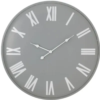 Grey Roman Numeral Wall Clock