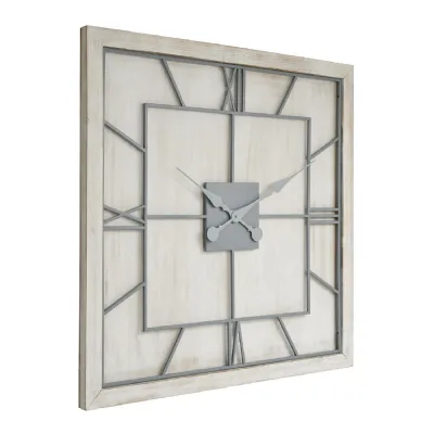 Williston White Square Large Wall Clock