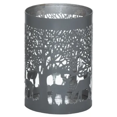 Medium Silver And Grey Glowray Stag In Forest Lantern