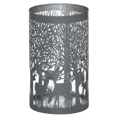 Large Silver And Grey Glowray Stag In Forest Lantern