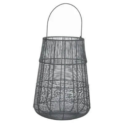 Silver And Grey Wire Conical Lantern