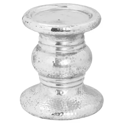 Silver Punch Faced Ceramic Candle Holder