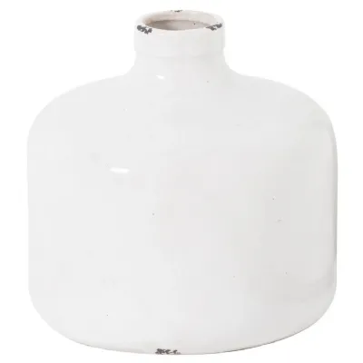 Distressed Glazed White Vase