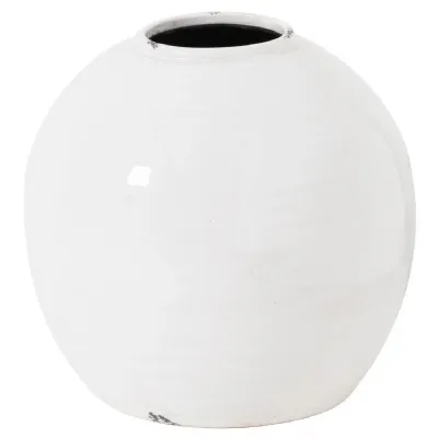 White Glazed Round Vase