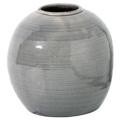 Grey Glazed Round Vase