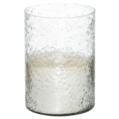 Lustre Silver Cylindrical Candle Holder