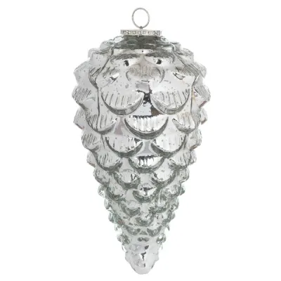 The Noel Collection Silver Teardrop Acorn XL Bauble