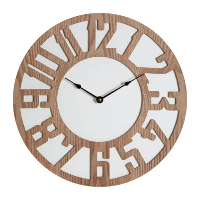 Round Wood Clock Black Pointer On A White Face