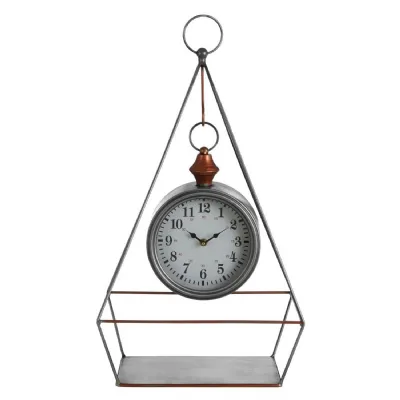 Pyramidic Suspended Mantel Clock In Antique Silver Finish