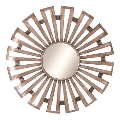 Antiqued Silver Sunburst Mirror