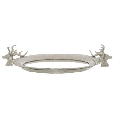 Mirrored Tray With Stag Heads