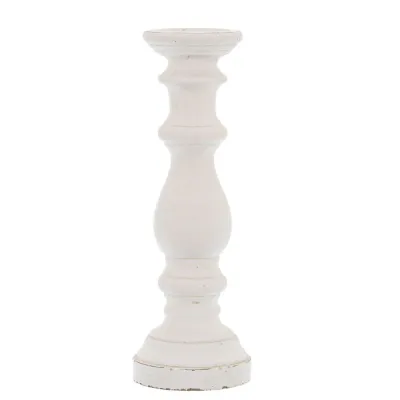 Matt White Large Ceramic Column Candle Holder
