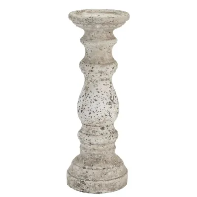 Large Stone Ceramic Column Candle Holder