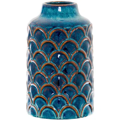 Seville Collection Scalloped Indigo Vase