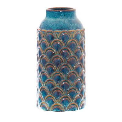 Seville Collection Large Indigo Scalloped Vase