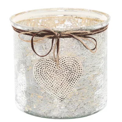 Mercury Hammered Heart Large Candle Holder