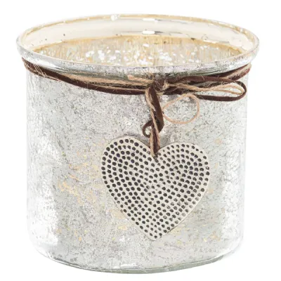 Murcury Hammered Heart Medium Candle Holder
