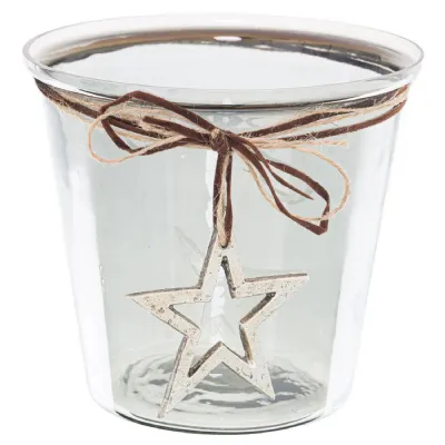 Smoked Hammered Star Candle Holder