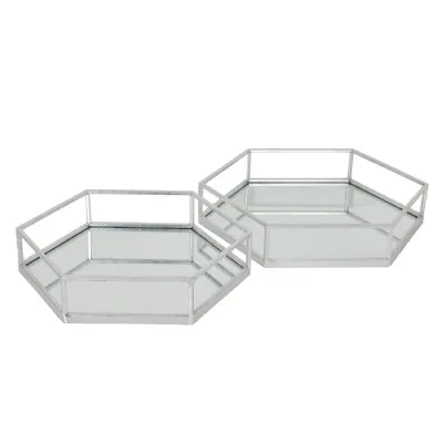 Silver Hexagon Set Of Trays