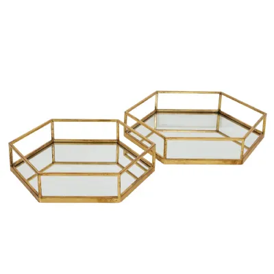 Gold Hexagon Set Of Trays