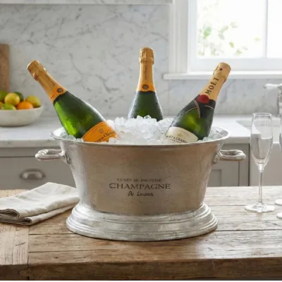 Large Antique Pewter Champagne Cooler