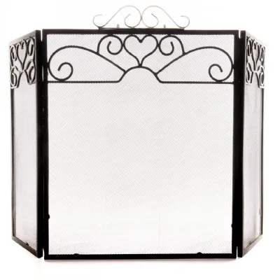 Black Three Fold Fire Screen