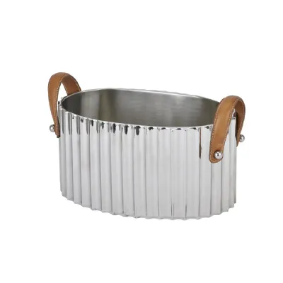 Fluted Leather Handled Champagne Bucket
