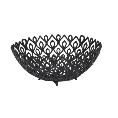 Large Black Cast Lattice Bowl