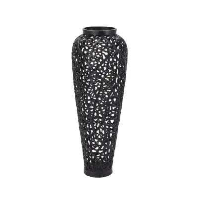 Black Cast Lattice Vase
