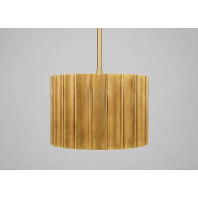 Large Brass Cladded Ribbed Medium Chandelier 46cm Wide
