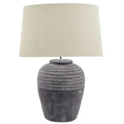 Grey Stone Carved Table Lamp