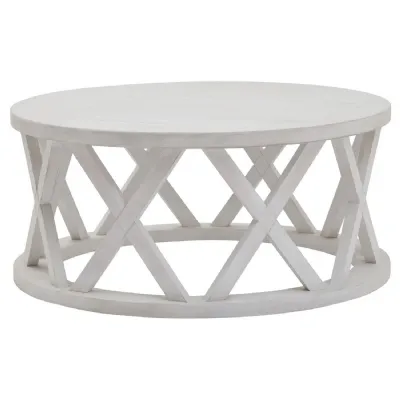 Whitewash Pine Round Coffee Table