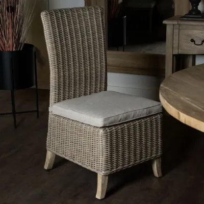 Beige Rattan Effect Outdoor Weather Proof Dining Chair