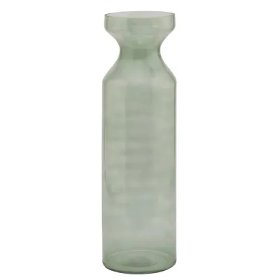 Smoked Sage Glass Fluted Vase