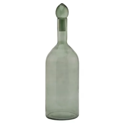 Smoked Sage Glass Tall Bottle With Stopper