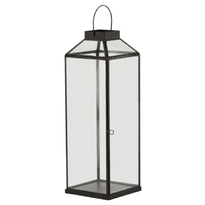 Glass Top Large Black Lantern